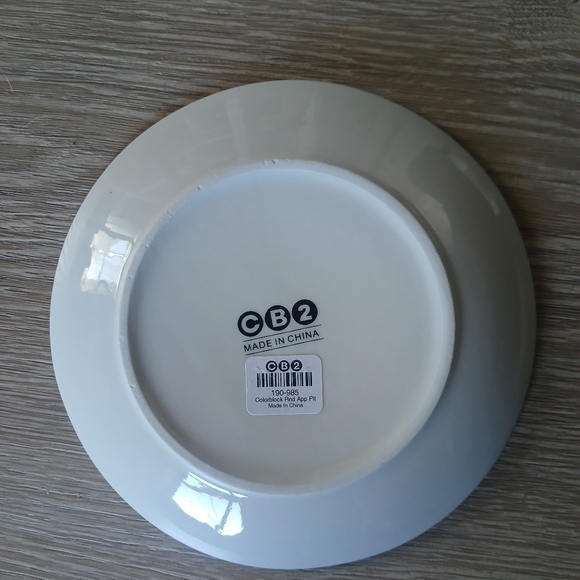 CB2 Crate & Barrel Plates (2) Appetizer Color-Block Mid Century Modern Style NEW - Picture 2 of 11
